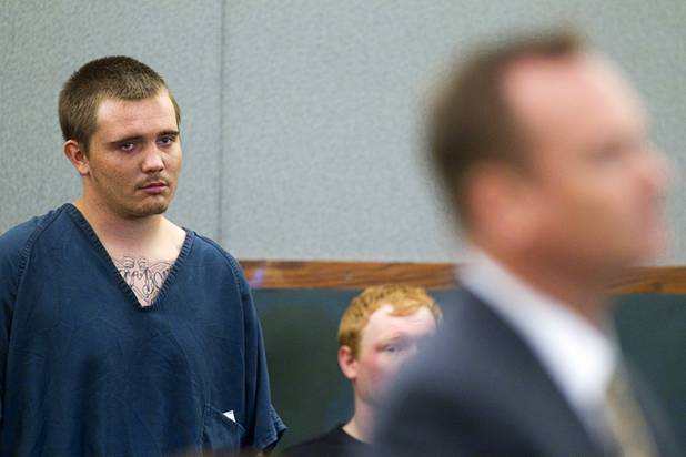 Gage James Lindsey, 18, listens as attorney Sean Sullivan speaks to the court on his behalf at the Regional Justice Center Thursday, April 4, 2013. Lindsey is facing charges related to the Monday accident at the Egg & I restaurant that injured 10 people.