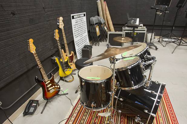 Instruments are shown in a studio at the fremont east studios in downtown Las Vegas Thursday, April 4, 2013. The video and audio studios are scheduled to hold a grand opening on April 9.
