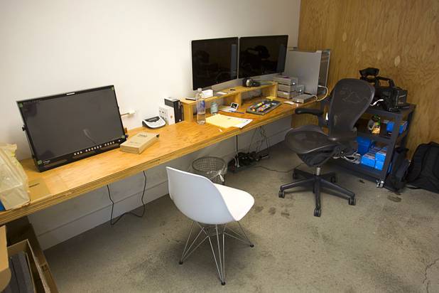 An editing room, still under construction, is shown at the fremont east studios in downtown Las Vegas Thursday, April 4, 2013. The video and audio studios are scheduled to hold a grand opening on April 9.