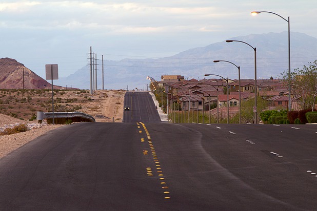 A view looking north on Fort Apache Road in Las Vegas April 4, 2013.  The view shows the edge of residential housing and the desert in the Southwest part of the Las Vegas Valley.