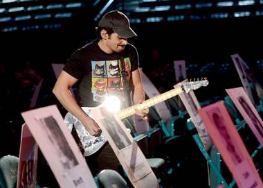 Brad Paisley rehearses for the 48th Annual Academy of Country Music Awards at MGM Grand Garden Arena on Friday, April 5, 2013.