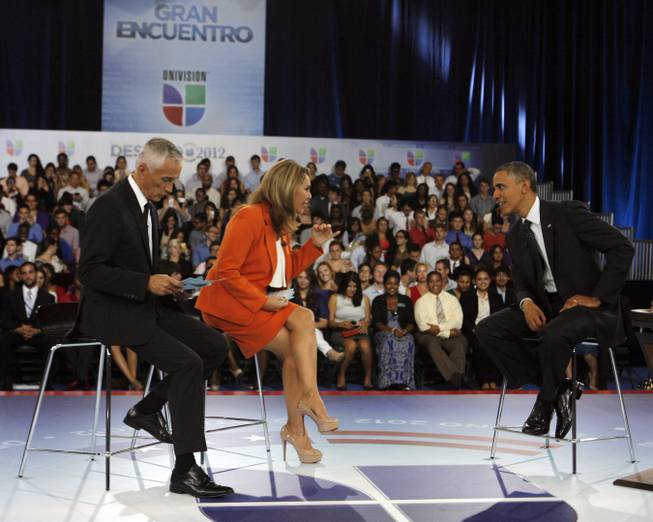 Univision's Jorge Ramos and María Elena Salinas interviewed President Barack Obama in Coral Gables, Fla., during the 2012 presidential campaign.