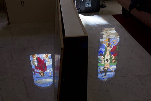 Stain glass windows are reflected on the floor at St. Garabed Armenian Apostolic Church of Las Vegas on East Desert Inn Road Tuesday, April 9, 2013. The church is nearing completion and is scheduled to be consecrated this weekend by Western Prelate Archbishop Moushegh Mardirossian.