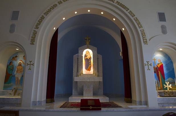 A view of the altar at St. Garabed Armenian Apostolic Church of Las Vegas on East Desert Inn Road Tuesday, April 9, 2013. The church is nearing completion and is scheduled to be consecrated this weekend by Western Prelate Archbishop Moushegh Mardirossian.