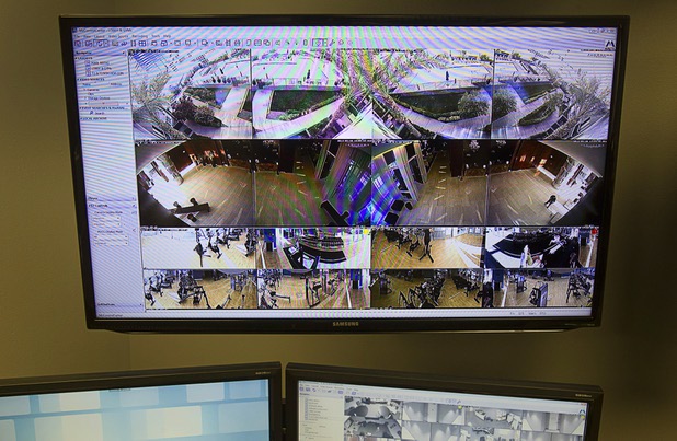 A monitor in the Security Operations Center displays views from security cameras during a hi-tech security tour of the Panorama Towers Wednesday, April 10, 2013. The tour was held in conjunction with the International Security Conference & Exposition (ISC West)  taking place at the Sands Expo Center.