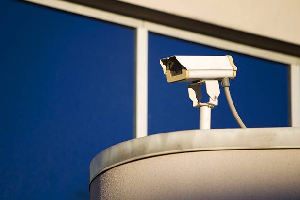 An older tube-style security camera is shown in a common area during a hi-tech security tour of the Panorama Towers Wednesday, April 10, 2013. The tour was held in conjunction with the International Security Conference & Exposition (ISC West)  taking place at the Sands Expo Center.