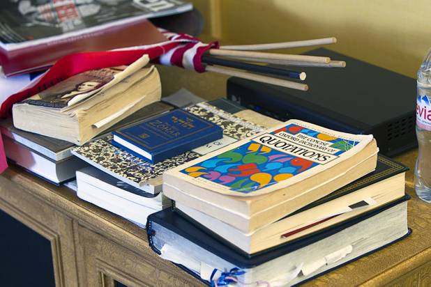Reading material is shown on a table during an exclusive interview with boxing promoter Don "Only in America" King at a Treasure Island penthouse Thursday, April 11, 2013.