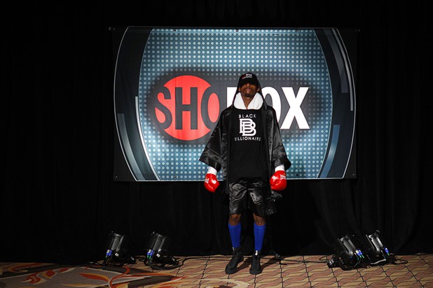 Jeremy "Hollywood" Bryan of Paterson, N.J. prepares to make his ring entrance for a super lightweight attraction against Amir "Little Master" Imam of Albany, N.Y. at the Treasure Island Friday, April 12, 2013. Imam knocked out Bray in the second round.