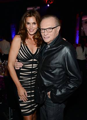Cindy Crawford and Larry King at the 2013 Keep Memory Alive "Power of Love" Gala celebrating the joint 80th birthdays of Sir Michael Caine and Quincy Jones at MGM Grand Garden Arena on Saturday, April 13, 2013.