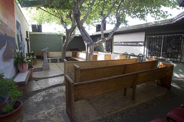 The courtyard where services are held is shown at Casa de Luz, a small church in the Naked City area Monday, April 15, 2013. The church, which currently services about 1,800 area residents with a food pantry, is beginning on a major renovation project.
