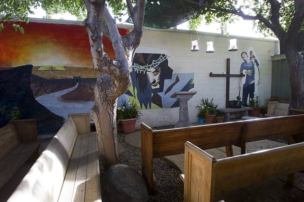 The courtyard where services are held is shown at Casa de Luz, a small church in the Naked City area Monday, April 15, 2013. The church, which currently services about 1,800 area residents with a food pantry, is beginning on a major renovation project.