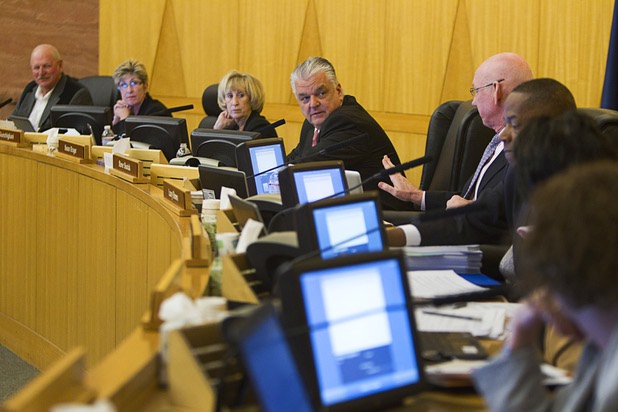 Clark County Commissioners prepare to make an appointment tduring a county commission meeting at the Clark County Government Center Tuesday, April 16, 2013.