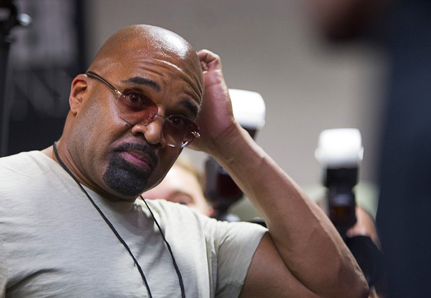 Leonard Ellerbe, CEO of Mayweather Promotions, watches as boxer Floyd Mayweather Jr. works out at the Mayweather Boxing Club Wednesday, April 17, 2013. Mayweather will defend his WBC welterweight title against Robert Guerrero at the MGM Grand Garden Arena on May 4.
