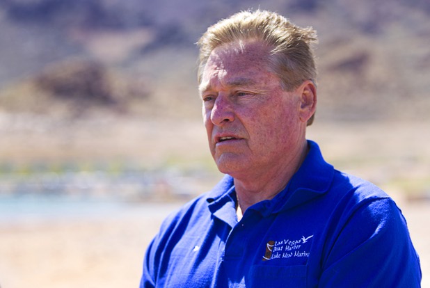 Bob Gripentog, president of Las Vegas Boat harbor, speaks during a news conference at Lake Mead Wednesday, April 17, 2013. American Rivers, Nuestro Rio, Protect the Flows, and the National Young Farmers Coalition held the news conference to announce the Colorado River as America's #1 Most Endangered  River of 2013.