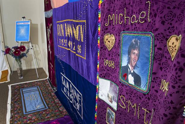 Quilts, part of the Names Project and the AIDS Memorial Quilt, are displayed at the AFAN offices Wednesday, April 24, 2013. The quilts feature the names of Nevada residents who have died from HIV/AIDS and will be on display until April 30. It's part of a national campaign to raise awareness and remember those who have died from the illness.