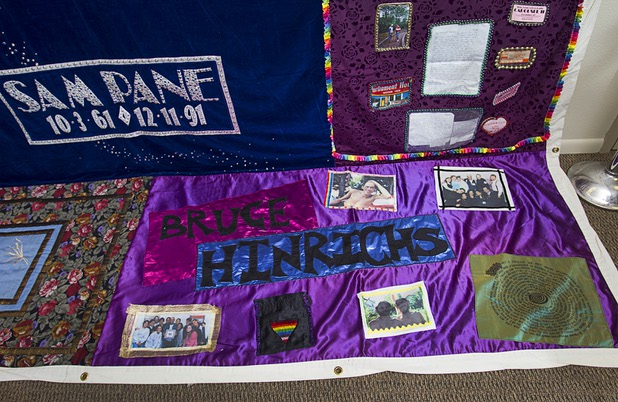 Quilts, part of the Names Project and the AIDS Memorial Quilt, are displayed at the AFAN offices Wednesday, April 24, 2013. The quilts feature the names of Nevada residents who have died from HIV/AIDS and will be on display until April 30. It's part of a national campaign to raise awareness and remember those who have died from the illness.