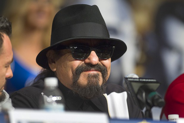 Ruben Guerrero, father of boxer Robert Guerrero, attends a news conference at the MGM Grand Wednesday, May 1, 2013. Guerrero will challenge undefeated WBC welterweight champion Floyd Mayweather Jr. at the MGM Grand Garden Arena on Saturday.