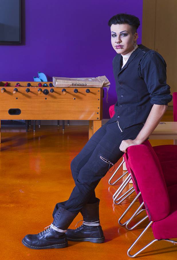 Anthony Lyles, dressed as "Jack" from the video game "Mass Effect 3," models their costume at the Center Wednesday, May 1, 2013. "Gaymer," the 2013 LGBTQ youth prom, is scheduled for Saturday, May 4. The dress is video game-themed costumes or prom attire.