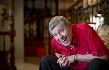 Jerry Lewis poses for a portrait in his Las Vegas home Wednesday, May 8, 2013.