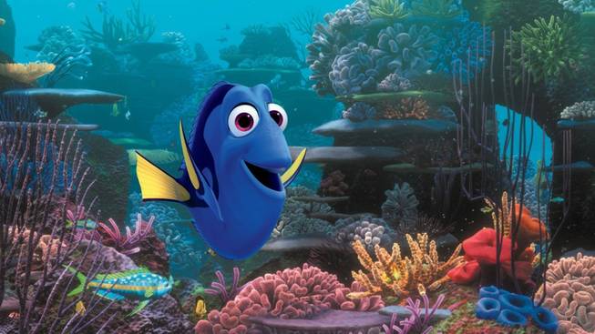 This film image released by Disney Pixar shows the character Dory, voiced by Ellen DeGeneres. The character, first introduced in "Finding Nemo," returns for the sequel, "Finding Dory,"  set for release on Nov. 25, 2015. 