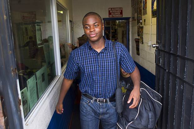 Mike McCallum Jr., a Silverado High School student, Johnny Tocco's Boxing Gym after a workout Thursday, May 9, 2013.  Mike McCallum Sr., known as the "Body Snatcher" for his fierce body punching, won world titles in three weight divisions.
