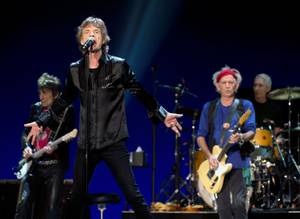 Ronnie Wood, Mick Jagger, Charlie Watts and Keith Richards of The Rolling Stones perform Saturday, May 11, 2013, at MGM Grand Garden Arena.