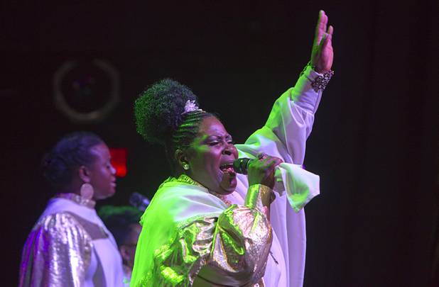 Sharon Smith performs with the Nu Vision Ensemble during a Mother's Day “Kirk Franklin’s Gospel Brunch” at the House of Blues in Mandalay Bay Sunday, May 12, 2013.