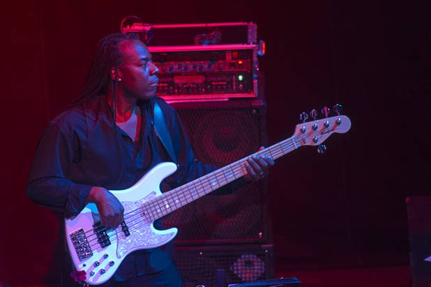 Bass player Anthony Jordan performs with Sharon Smith and the Nu Vision Ensemble during a Mother's Day “Kirk Franklin’s Gospel Brunch” at the House of Blues in Mandalay Bay Sunday, May 12, 2013.