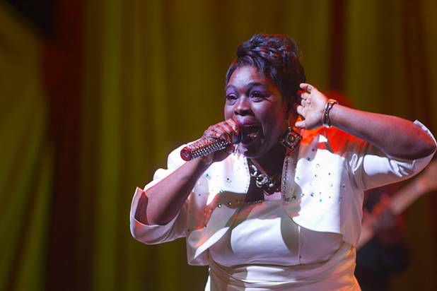 Host Patti Pennington, center, performs with the Nu Vision Ensemble during a Mother's Day Gospel Brunch at the House of Blues in Mandalay Bay Sunday, May 12, 2013.