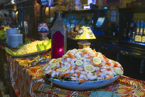 A shrimp bowl is displayed before a Mother's Day “Kirk Franklin’s Gospel Brunch” at the House of Blues in Mandalay Bay Sunday, May 12, 2013.