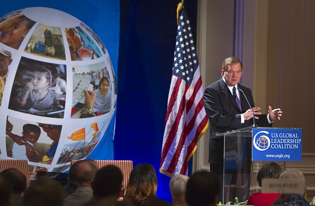 Tom Ridge, former Secretary of Homeland Security, speaks during "Securing America's Future," a conference sponsored by the Latin Chamber of Commerce and the U.S. Global Leadership Coalition, at the Four Seasons Wednesday, May 15, 2013.