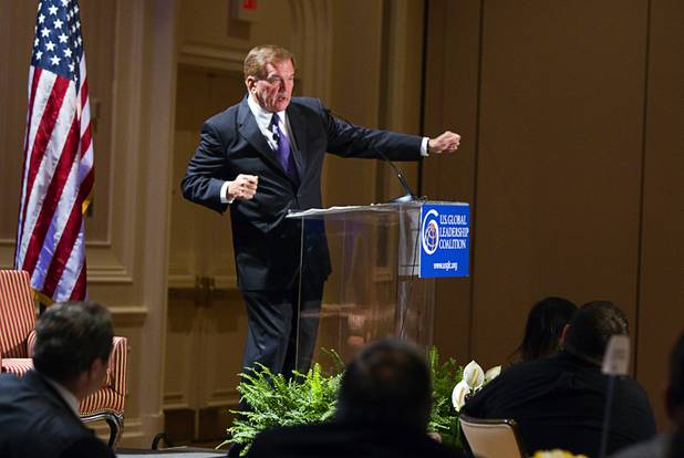 Tom Ridge, former Secretary of Homeland Security, speaks during "Securing America's Future," a conference sponsored by the Latin Chamber of Commerce and the U.S. Global Leadership Coalition, at the Four Seasons Wednesday, May 15, 2013.