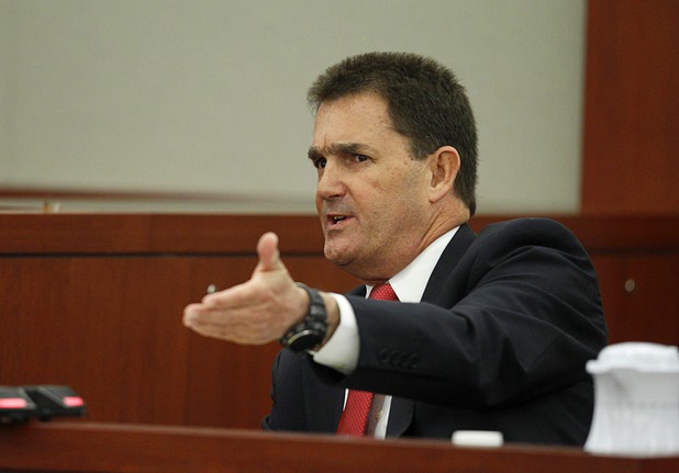 Yale Galanter, O.J. Simpson's former defense attorney, responds to a question during an evidentiary hearing in Clark County District Court Friday, May 17, 2013.. Simpson, who is currently serving a nine-to-33-year sentence in state prison as a result of his October 2008 conviction for armed robbery and kidnapping charges, is using a writ of habeas corpus to seek a new trial, claiming he had such bad representation that his conviction should be reversed.