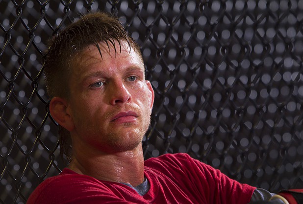 UFC welterweight fighter Mike Pyle takes a breather during training for UFC 160 at the Syndicate gym Monday, May 20, 2013. Pyle will fight Rick Story at the MGM Grand Garden Arena Saturday.