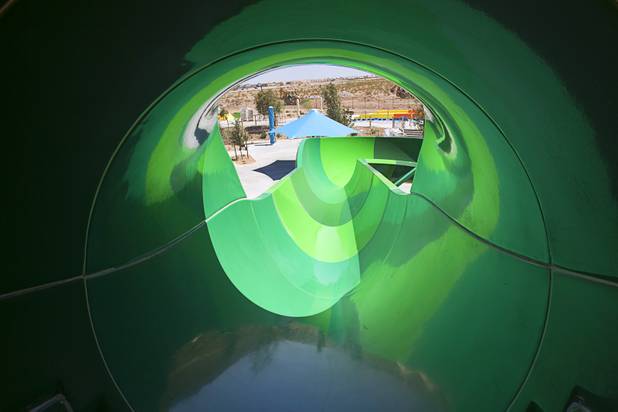 A water slide is shown on Splash island at the Wet 'n' Wild Las Vegas water park, 7055 S. Fort Apache Road, Wednesday, May 22, 2013. The new 41-acre park opens to Gold Pass holders on Saturday. Single day tickets are available from June 3.
