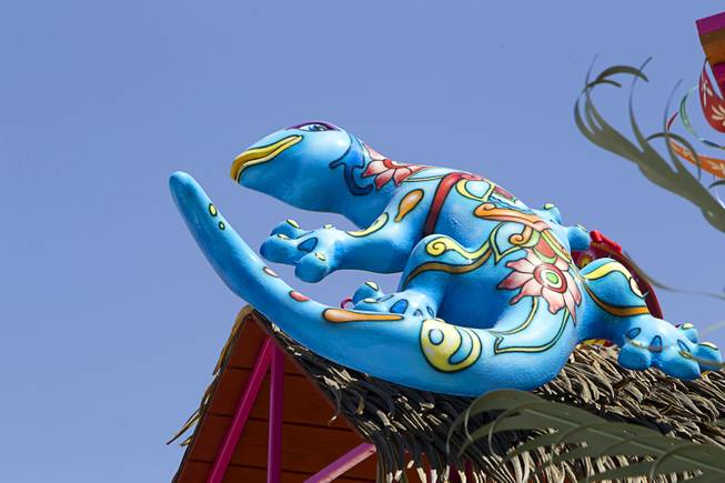 A decorative lizard adorns the top of a play structure on Splash Island at the Wet 'n' Wild Las Vegas water park, 7055 S. Fort Apache Road, Wednesday, May 22, 2013. The new 41-acre park opens to Gold Pass holders on Saturday. Single day tickets are available from June 3.
