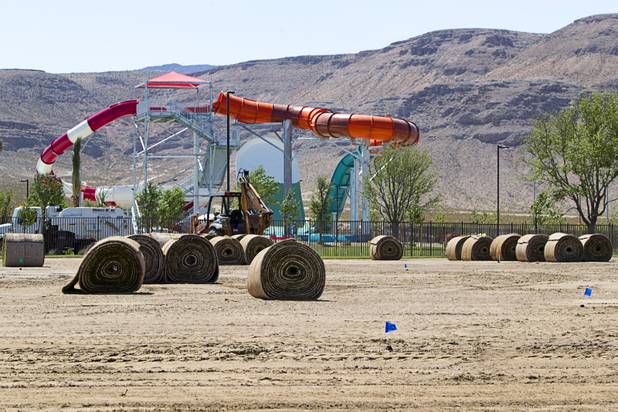 Turf is shown ready to be installed at the Wet 'n' Wild Las Vegas water park, 7055 S. Fort Apache Road, Wednesday, May 22, 2013. The new 41-acre park opens to Gold Pass holders on Saturday. Single day tickets are available from June 3.