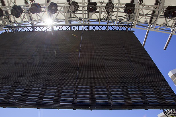 One of six LED screens onstage at the Daylight beach club at Mandalay Bay Thursday, May 23, 2013. The new club by the Light Group features a 4,400-square-foot pool, 70 daybeds, 23 cabanas and two bungalows.
