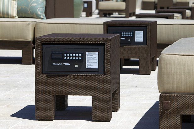 Combination safes for valuables are shown at the Daylight beach club at Mandalay Bay Thursday, May 23, 2013. Lockers are also available. The new club by the Light Group features a 4,400-square-foot pool, 70 daybeds, 23 cabanas and two bungalows.