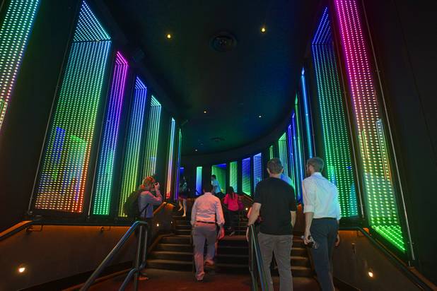 Reporters and invited guests head into the Light nightclub at Mandalay Bay Thursday, May 23, 2013. The new 38,000 sq. ft. club is a collaboration by Cirque du Soleil and The Light Group.