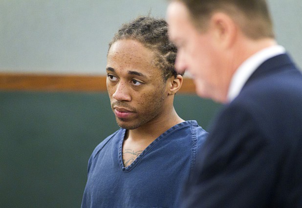 Michael Solid, 21, stands during a hearing in Las Vegas Justice Court at the Regional Justice Center Thursday, May 23, 2013. Solid and Jacob Dismont, 18, are accused of killing 15-year-old Marcos Arenas while stealing his iPad,