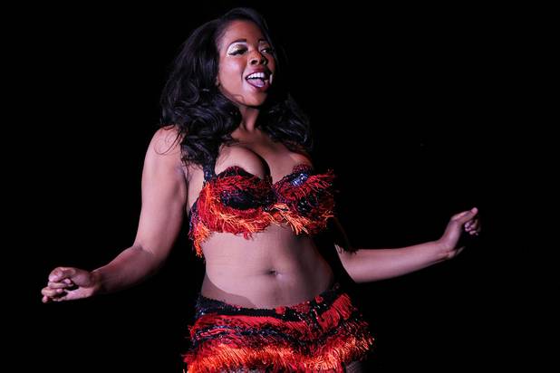 Jessabelle Thunder performs during the Burlesque Hall of Fame Weekend's Tournament of Tease Saturday, June 1, 2013 at the Orleans.