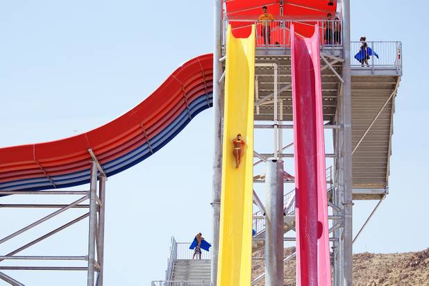 Guests ride Canyon Cliffs during the first day of general admission at Wet'n'Wild Las Vegas on Monday, June 3, 2013.