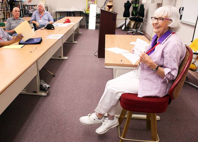 Ruth Elliott, 92,  teaches a parapsychology course to seniors at the Osher Lifelong Learning Institute at UNLV Paradise campus in Las Vegas on Wednesday, June 5, 2013.