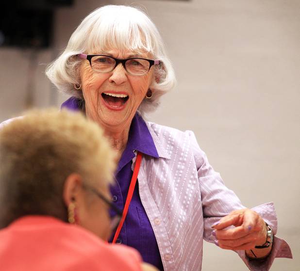 Ruth Elliott, 92,  teaches a parapsychology course to seniors at the Osher Lifelong Learning Institute at UNLV Paradise campus in Las Vegas on Wednesday, June 5, 2013.