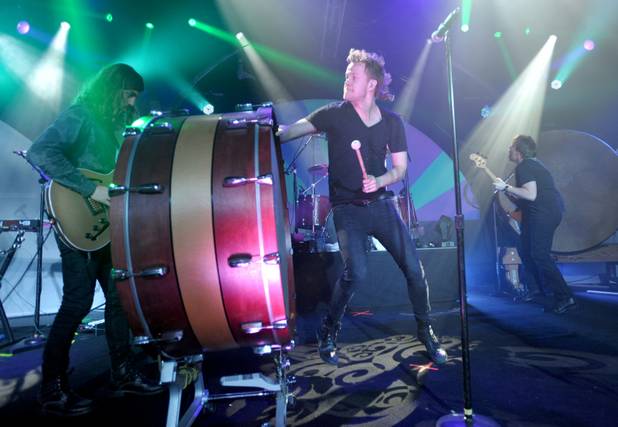 Dan Reynolds of the Imagine Dragons performs at the Hollywood Palladium on Wednesday, May 29, 2013 in Los Angeles. 