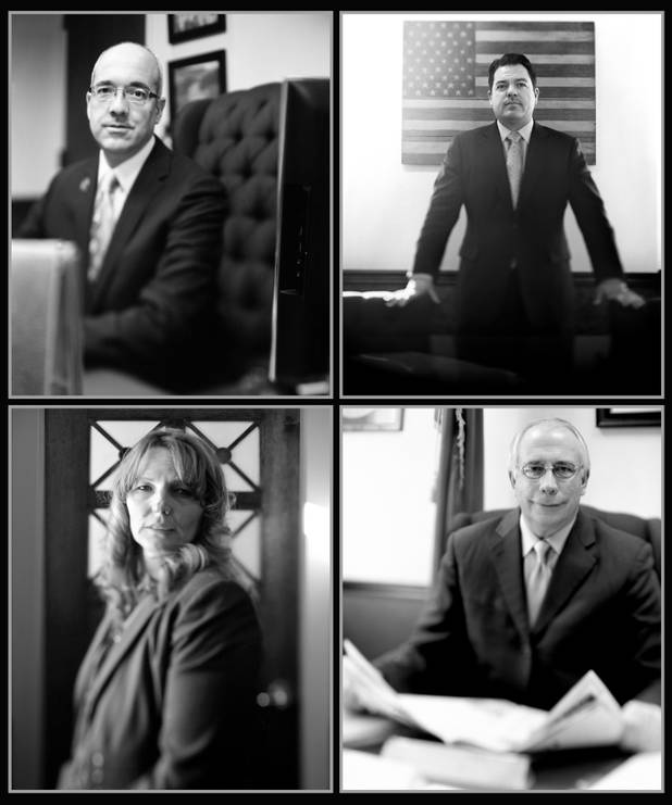 Clockwise from top left, Senate Majority Leader Mo Denis, D-Las Vegas, Senate Minority Leader Michael Roberson, R-Henderson, Assembly Minority Leader Pat Hickey, R-Reno, and Assembly Speaker Marilyn Kirkpatrick, D-North Las Vegas.