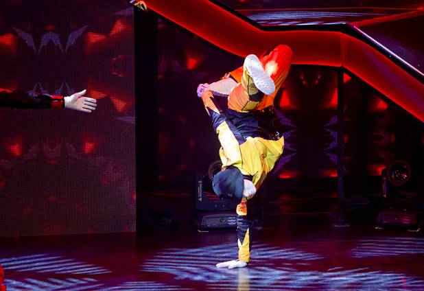 A Jabbawockeez cast member performs in "Prism," their new show at the Luxor, Sunday, June 9, 2013.