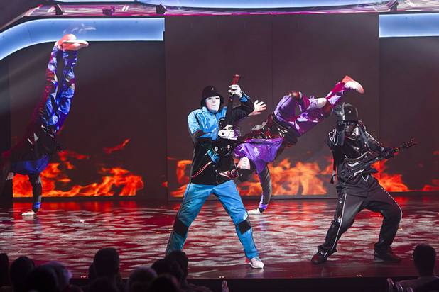 Jabbawockeez cast members perform in "Prism," their new show at the Luxor, Sunday, June 9, 2013.