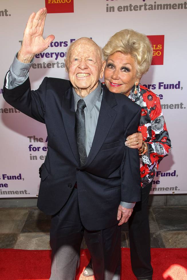 Actors Mickey Rooney and Mitzi Gaynor attend The Actors Fund 17th Annual Tony Awards Viewing Party held at Taglyan Cultural Complex on June 9, 2013 in Hollywood, California.